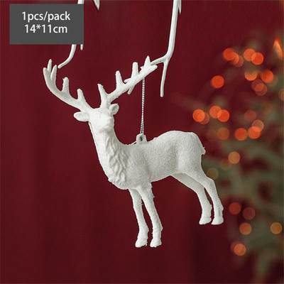 Svjetlucavi bijeli ukrasi u obliku pahuljica Božićno drvce Dekoracija Božićni kućni dekor 3D viseći los privjesak Poklon za novogodišnju zabavu Navidad