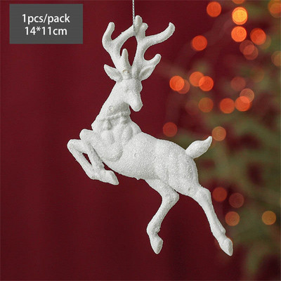 Svjetlucavi bijeli ukrasi u obliku pahuljica Božićno drvce Dekoracija Božićni kućni dekor 3D viseći los privjesak Poklon za novogodišnju zabavu Navidad