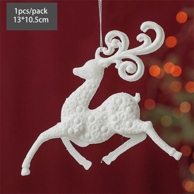 Svjetlucavi bijeli ukrasi u obliku pahuljica Božićno drvce Dekoracija Božićni kućni dekor 3D viseći los privjesak Poklon za novogodišnju zabavu Navidad