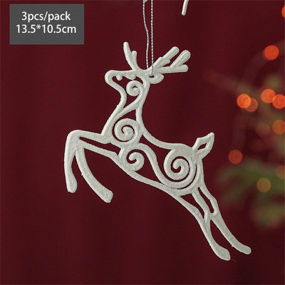 Svjetlucavi bijeli ukrasi u obliku pahuljica Božićno drvce Dekoracija Božićni kućni dekor 3D viseći los privjesak Poklon za novogodišnju zabavu Navidad