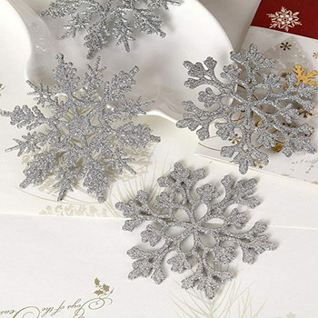 10 ΤΕΜ. Snowflake Χριστουγεννιάτικη Διακόσμηση Δέντρο Glitter Snowflakes 10cm Κρεμαστά Χριστουγεννιάτικη Διακόσμηση Δέντρο Χριστουγεννιάτικο Σπίτι