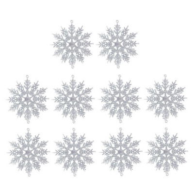 10τμχ Snowflake Christmas Tree Glitter Snowflakes 10cm Κρεμαστό χριστουγεννιάτικο δέντρο Διακόσμηση βιτρίνας σπιτιού χριστουγεννιάτικη διακόσμηση