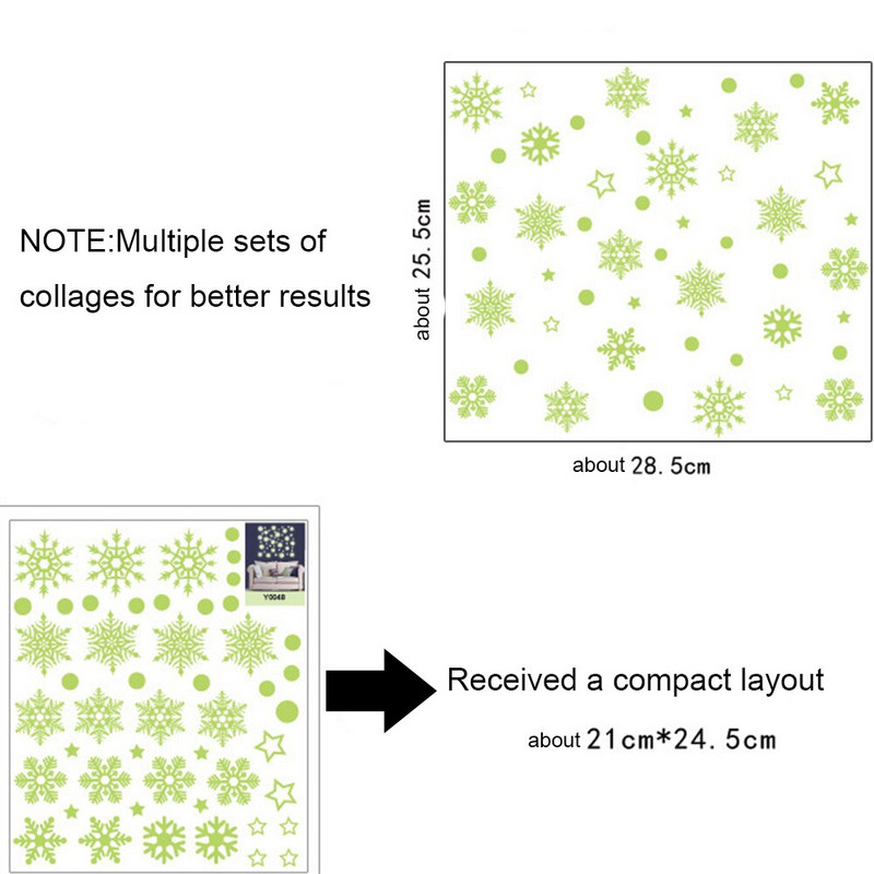 1 tk uusaasta häid jõule 21*24,5 cm kaunistused kodu jaoks helendava lumehelbe taustaga eemaldatav dekoratiivne kleebis