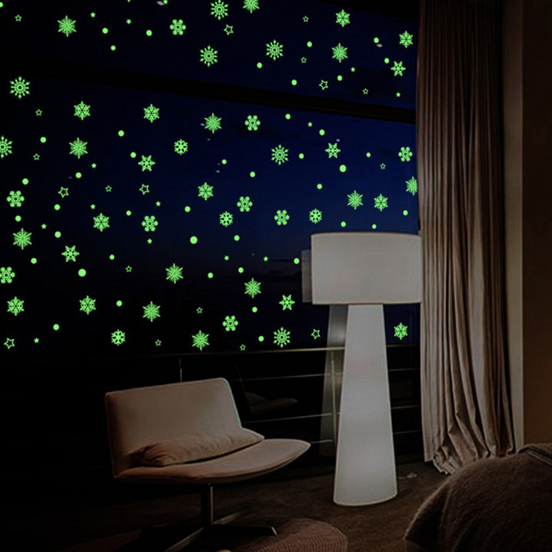 1 tk uusaasta häid jõule 21*24,5 cm kaunistused kodu jaoks helendava lumehelbe taustaga eemaldatav dekoratiivne kleebis