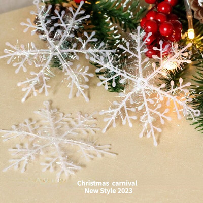 Karácsonyfadísz hópelyhek 6-30 cm fehér műanyag műhó otthoni dekorációk 2020 Boldog Új Évet Party kellékek
