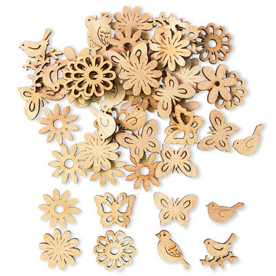 50 τμχ Μίνι DIY Διακόσμηση με νιφάδες χιονιού από φυσικό ξύλο Χειμώνας Χιόνι 2022 Καλά Χριστουγεννιάτικα Διακοσμητικά για το Σπίτι Ευτυχισμένο το Νέο Έτος Προμήθειες