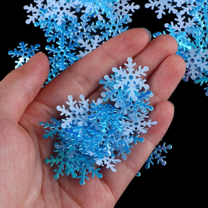 100 buc/pungă Fulgi de zăpadă colorați de Crăciun Artizanat Ornamente artificiale pentru brad de Crăciun Decorații pentru petrecere acasă, nuntă