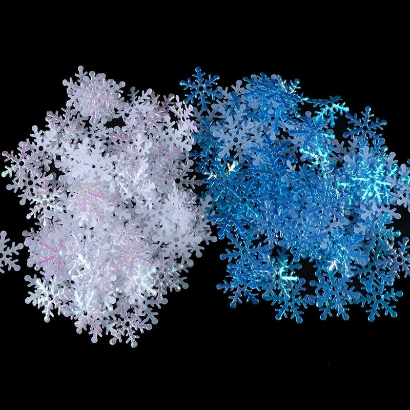 100 buc/pungă Fulgi de zăpadă colorați de Crăciun Artizanat Ornamente artificiale pentru brad de Crăciun Decorații pentru petrecere acasă, nuntă