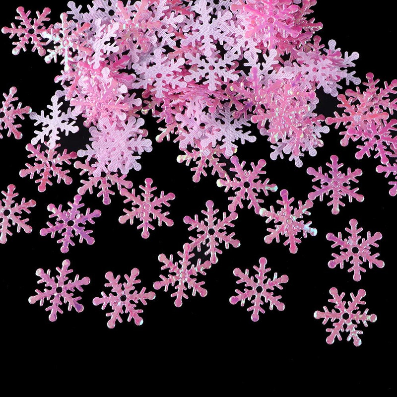 100 buc/pungă Fulgi de zăpadă colorați de Crăciun Artizanat Ornamente artificiale pentru brad de Crăciun Decorații pentru petrecere acasă, nuntă