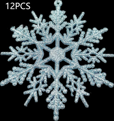 12 τμχ/10 εκ. Διακοσμητικό Χριστουγεννιάτικο Δέντρο Τεχνητό χιόνι Ψεύτικες νιφάδες χιονιού για το σπίτι Χριστουγεννιάτικο πάρτι Μενταγιόν παραθύρου