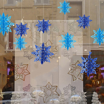 6 бр./компл. снежинка, висящи големи картонени 3D орнаменти Екологични новогодишни коледни парти декорации Доставка