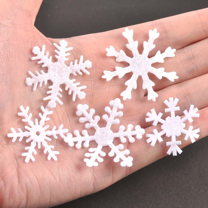 100 de bucăți de Crăciun Artificial Fulgi de Zăpadă din pâslă Aplicații pentru DIY Scrapbook Artizanat Pom de Crăciun Decor pentru petreceri Accesorii de Anul Nou c3376