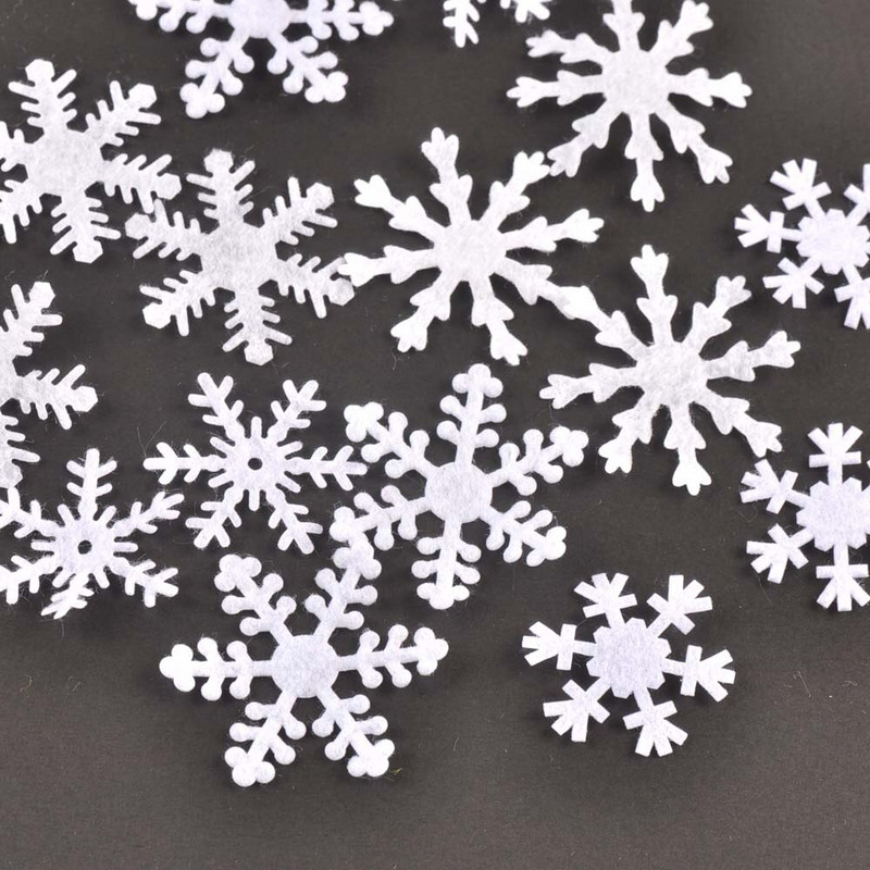 100 de bucăți de Crăciun Artificial Fulgi de Zăpadă din pâslă Aplicații pentru DIY Scrapbook Artizanat Pom de Crăciun Decor pentru petreceri Accesorii de Anul Nou c3376