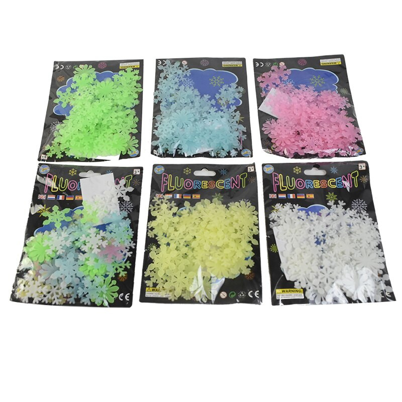 50 kom božićna svjetleća pahulja zidna naljepnica koja svijetli u mraku fluorescentna pahuljica za dom Nova godina Božićna zabava zidna naljepnica