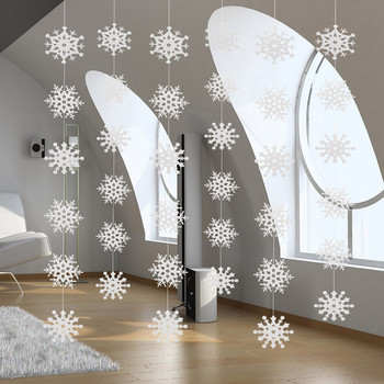 36 τμχ Snowflakes και 6pcs 1,5M String String Snowflakes Χαρτί γιρλάντα Χριστουγεννιάτικη κρεμαστή Snowflake Stream Hanging Snowflake Streamer