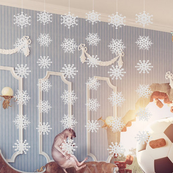 36 τμχ Snowflakes και 6pcs 1,5M String String Snowflakes Χαρτί γιρλάντα Χριστουγεννιάτικη κρεμαστή Snowflake Stream Hanging Snowflake Streamer