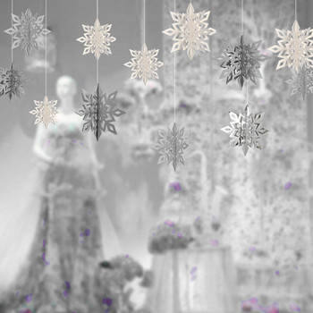 3d изкуствени снежинки Хартиен гирлянд Фестивални парти консумативи Коледна украса за дома Сватба Рожден ден J8z8
