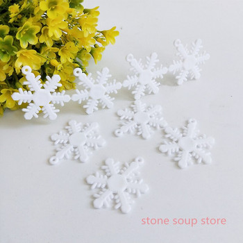 24 τμχ Πλαστικές νιφάδες χιονιού Χριστουγεννιάτικο μενταγιόν Διακοσμητικό χειροτεχνία Diy αξεσουάρ Χρυσό Ασημί Λευκό Snowflake 3,8cm