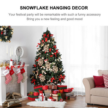 Χριστουγεννιάτικα Ξύλινα Στολίδια Δέντρο Κρεμαστό Κρεμαστό Ξύλο Snowflake Snowflakes Slices Crafts Cutouts Διακοσμήσεις Diy Craft Pieces