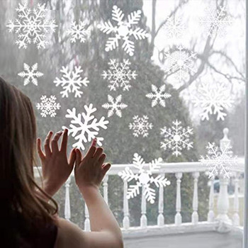 27бр. Снежинки PVC стикер Коледни орнаменти от снежни люспи Домашно стъкло Прозорци Детски стикери за стена Коледна новогодишна украса