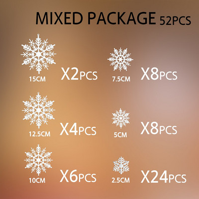 Multi-spec segakujuline plastikust valge lumehelves jõuluehted Jõuluripats Uusaasta pere jõuluehted