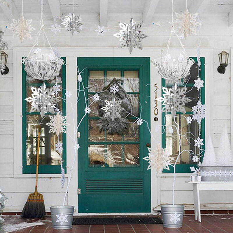 Ornamente tridimensionale cu fulgi de zăpadă de Crăciun Ornamente pentru fereastră pentru grădiniță Centrul comercial Aspectul scenei de ghirlande