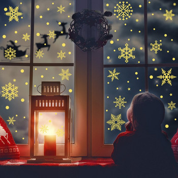 Коледни стикери за стена за прозорци Marry Коледна украса за дома 2022 Коледни орнаменти Коледни снежинки Подарък Нова година 2023