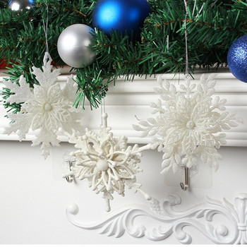 3 бр./компл. Коледни орнаменти със снежинки Пластмасови зимни декорации Wonderland Коледно дърво Висящи декорации със снежинки