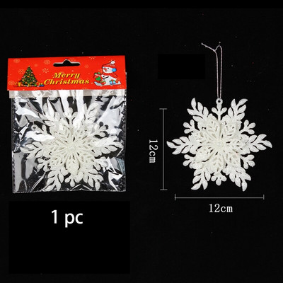 3Pcs/Set Božićni ukrasi u obliku pahuljica Plastični zimski ukrasi Wonderland Božićno drvce Viseći ukrasi u obliku pahuljica