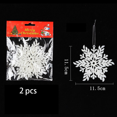 3Pcs/Set Božićni ukrasi u obliku pahuljica Plastični zimski ukrasi Wonderland Božićno drvce Viseći ukrasi u obliku pahuljica