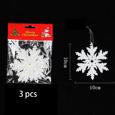 3Pcs/Set Božićni ukrasi u obliku pahuljica Plastični zimski ukrasi Wonderland Božićno drvce Viseći ukrasi u obliku pahuljica