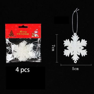 3Pcs/Set Božićni ukrasi u obliku pahuljica Plastični zimski ukrasi Wonderland Božićno drvce Viseći ukrasi u obliku pahuljica