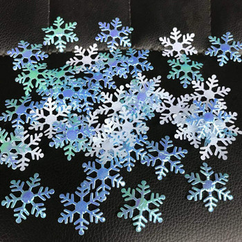 Декорации със снежинки Парти Winterdecor Блясък Преливащо синьо Коледна страна на чудесата Плат Маси Опаковка Душ Занаяти Сняг
