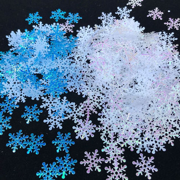 Декорации със снежинки Парти Winterdecor Блясък Преливащо синьо Коледна страна на чудесата Плат Маси Опаковка Душ Занаяти Сняг