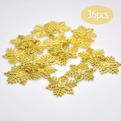 36 τμχ Πλαστικό χρυσό ασήμι γκλίτερ σε σκόνη Χιονονιφάδα Χριστουγεννιάτικα στολίδια Κρεμαστό χριστουγεννιάτικο δέντρο Διακοσμητική κρεμαστή νιφάδα χιονιού