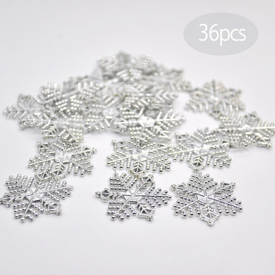 36 τμχ Πλαστικό χρυσό ασήμι γκλίτερ σε σκόνη Χιονονιφάδα Χριστουγεννιάτικα στολίδια Κρεμαστό χριστουγεννιάτικο δέντρο Διακοσμητική κρεμαστή νιφάδα χιονιού
