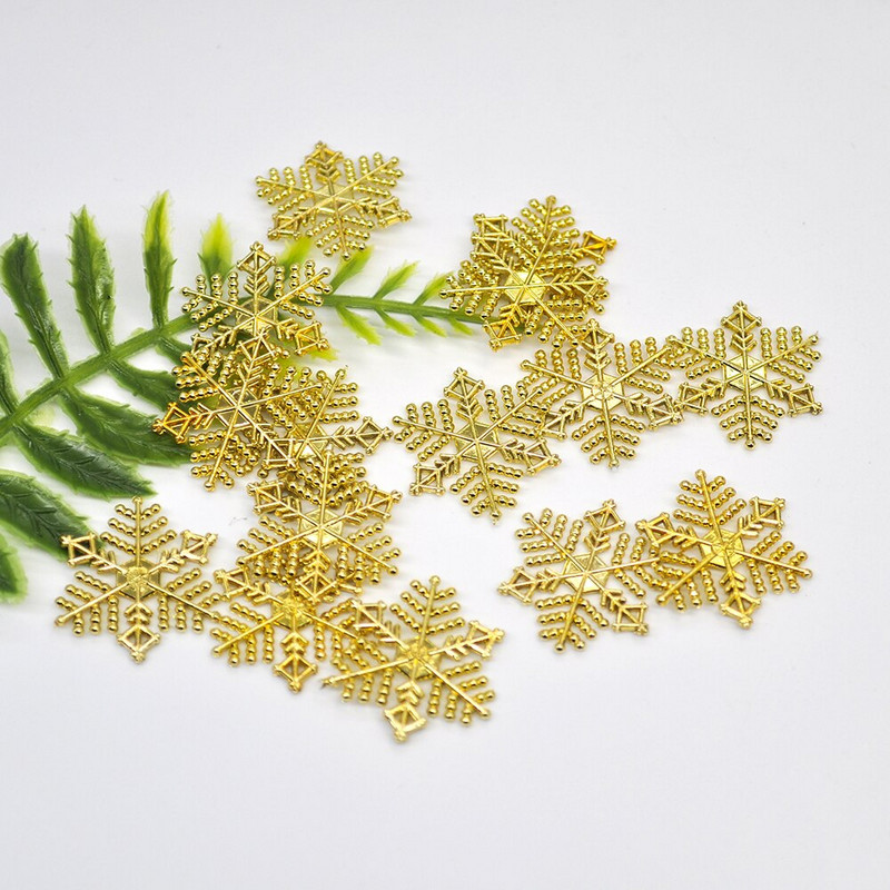 36 τμχ Πλαστικό χρυσό ασήμι γκλίτερ σε σκόνη Χιονονιφάδα Χριστουγεννιάτικα στολίδια Κρεμαστό χριστουγεννιάτικο δέντρο Διακοσμητική κρεμαστή νιφάδα χιονιού