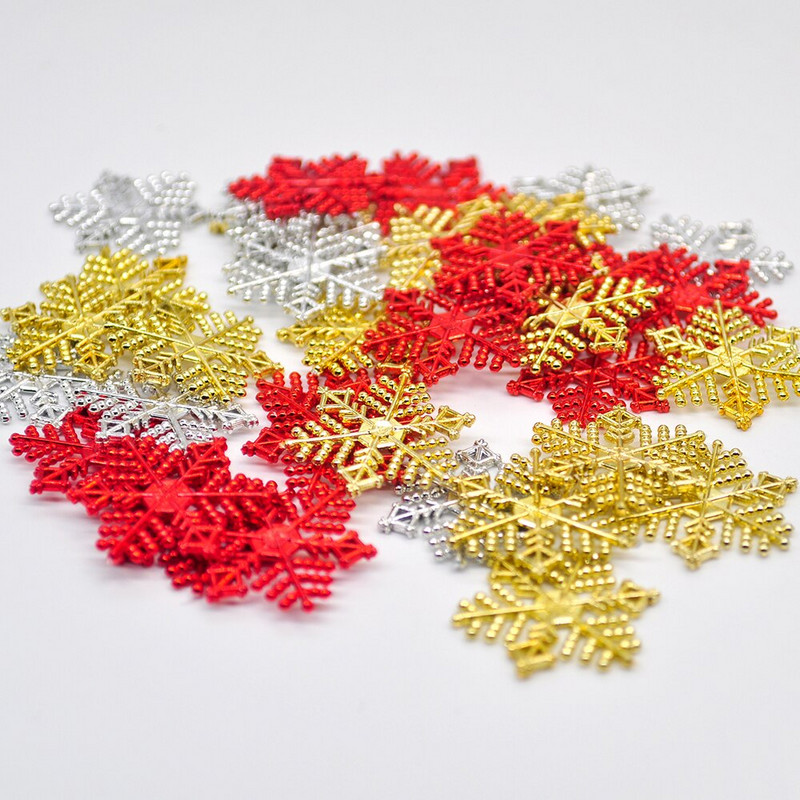 36 τμχ Πλαστικό χρυσό ασήμι γκλίτερ σε σκόνη Χιονονιφάδα Χριστουγεννιάτικα στολίδια Κρεμαστό χριστουγεννιάτικο δέντρο Διακοσμητική κρεμαστή νιφάδα χιονιού