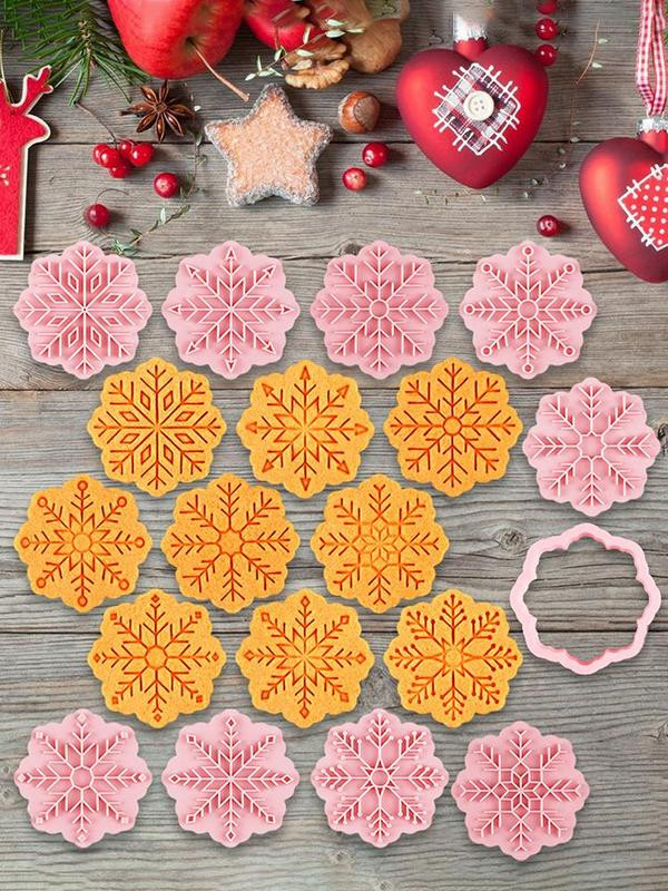 3D kalup za božićne kolačiće pahuljice | 9 komada božićnih kalupa za pečenje kolačića u obliku snježne pahulje, različitih oblika, potrepština za zabavu