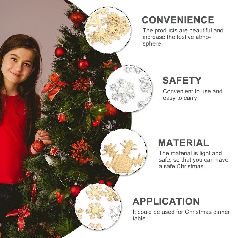Petreceri la masă de CrăciunFulg de zăpadă Decorații de împrăștiere de sărbători Decoratiuni cu sclipici Articole de nuntă Hârtie de fulgi de zăpadă Împrăștie de iarnă
