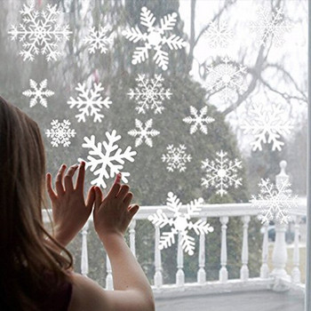27Pcs Коледни снежинки Стикер Статично електричество Стикер Новогодишна украса Коледа за дома Frozen Noel Декорация на детска стая