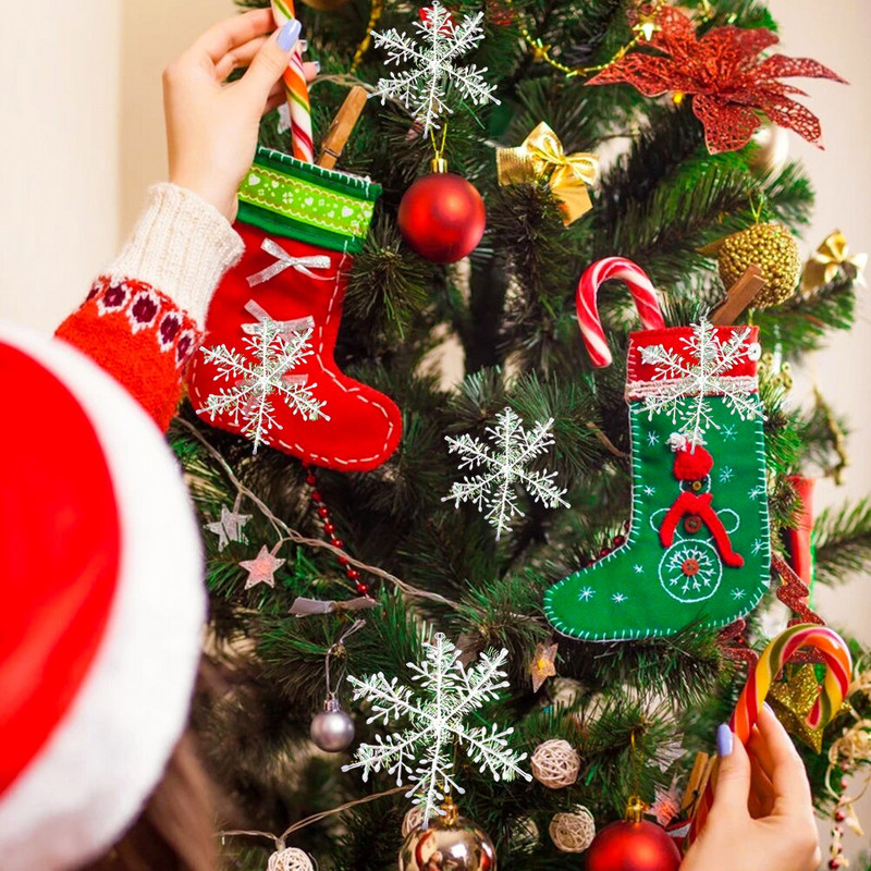 30 tk. jõulude lumehelbe kaunistus kodu jaoks valge plastikust jõululumehelbepuu sünnikaunistus 6-22cm