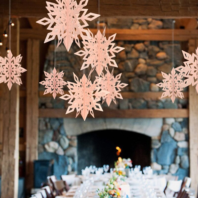 6 kom/set Snježna pahuljica, viseća velika kartonska 3D ukrasna oprema za ekološke novogodišnje božićne ukrase
