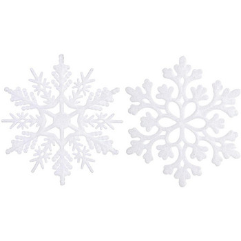36Pcs 10cm Направи си сам пластмасови сребърни фалшиви снежинки за дома Коледно парти Нова година Коледно дърво Висулки Орнаменти Декорация на прозорци