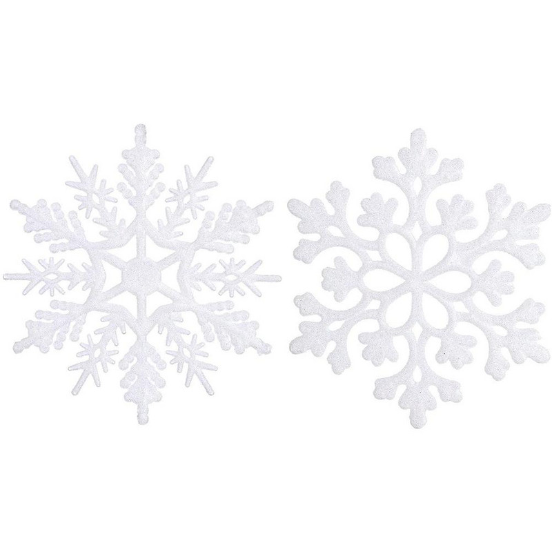 36 vnt. 10 cm „pasidaryk pats“ plastikinės sidabrinės netikros snaigės namams Kalėdų vakarėliui Naujųjų metų Kalėdų eglutės pakabukai papuošalai langų dekoravimas