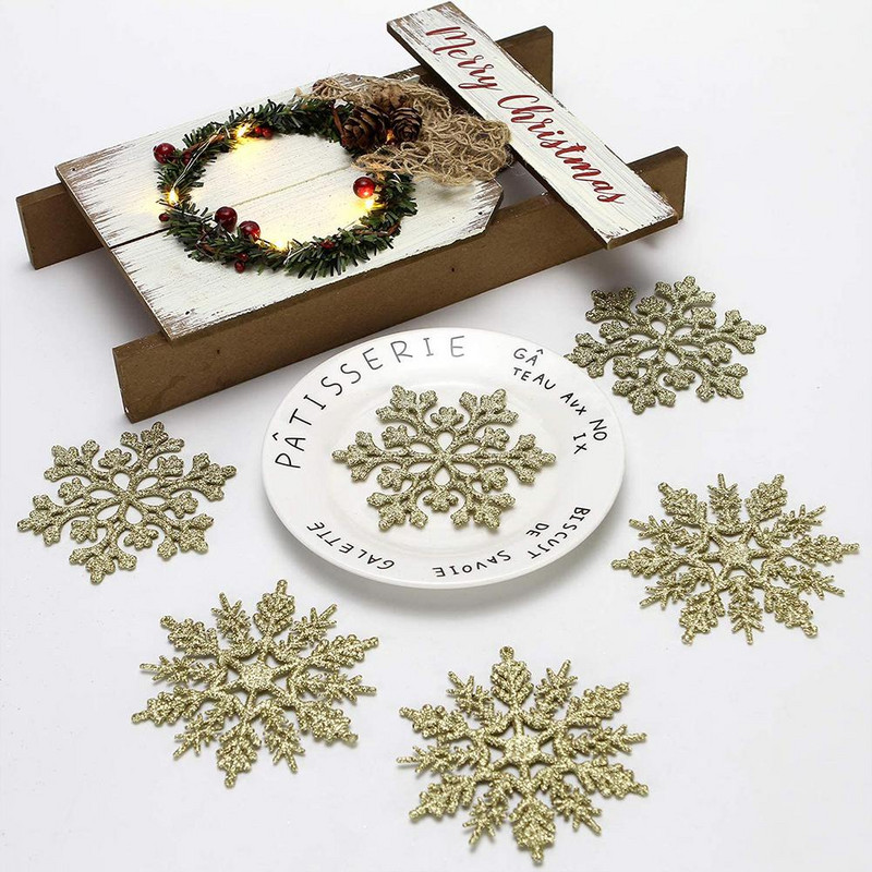 36 vnt. 10 cm „pasidaryk pats“ plastikinės sidabrinės netikros snaigės namams Kalėdų vakarėliui Naujųjų metų Kalėdų eglutės pakabukai papuošalai langų dekoravimas