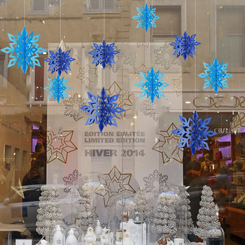 6 τμχ Τρισδιάστατες νιφάδες χιονιού Χάρτινες γιρλάντες Στολίδι Χριστουγεννιάτικη διακόσμηση σπιτιού για πάρτι γενεθλίων γάμου Κρεμαστές προμήθειες χιονιού