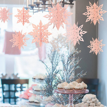 6 τμχ Τρισδιάστατες νιφάδες χιονιού Χάρτινες γιρλάντες Στολίδι Χριστουγεννιάτικη διακόσμηση σπιτιού για πάρτι γενεθλίων γάμου Κρεμαστές προμήθειες χιονιού