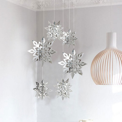 6 τμχ Τρισδιάστατες νιφάδες χιονιού Χάρτινες γιρλάντες Στολίδι Χριστουγεννιάτικη διακόσμηση σπιτιού για πάρτι γενεθλίων γάμου Κρεμαστές προμήθειες χιονιού