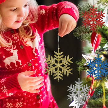 4 бр./компл. 4 цвята Коледна снежинка Весели коледни декори за домашно коледно дърво Орнамент Коледни подаръци Navidad 2021 Нова година 2022